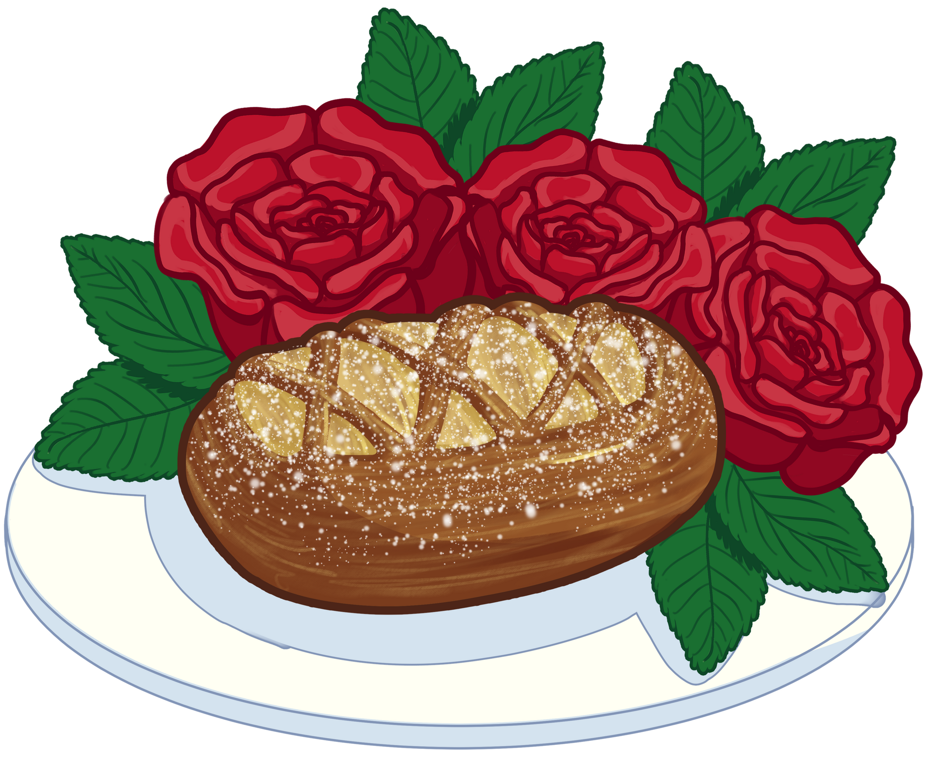 Apple Strudel With Red Old Roses