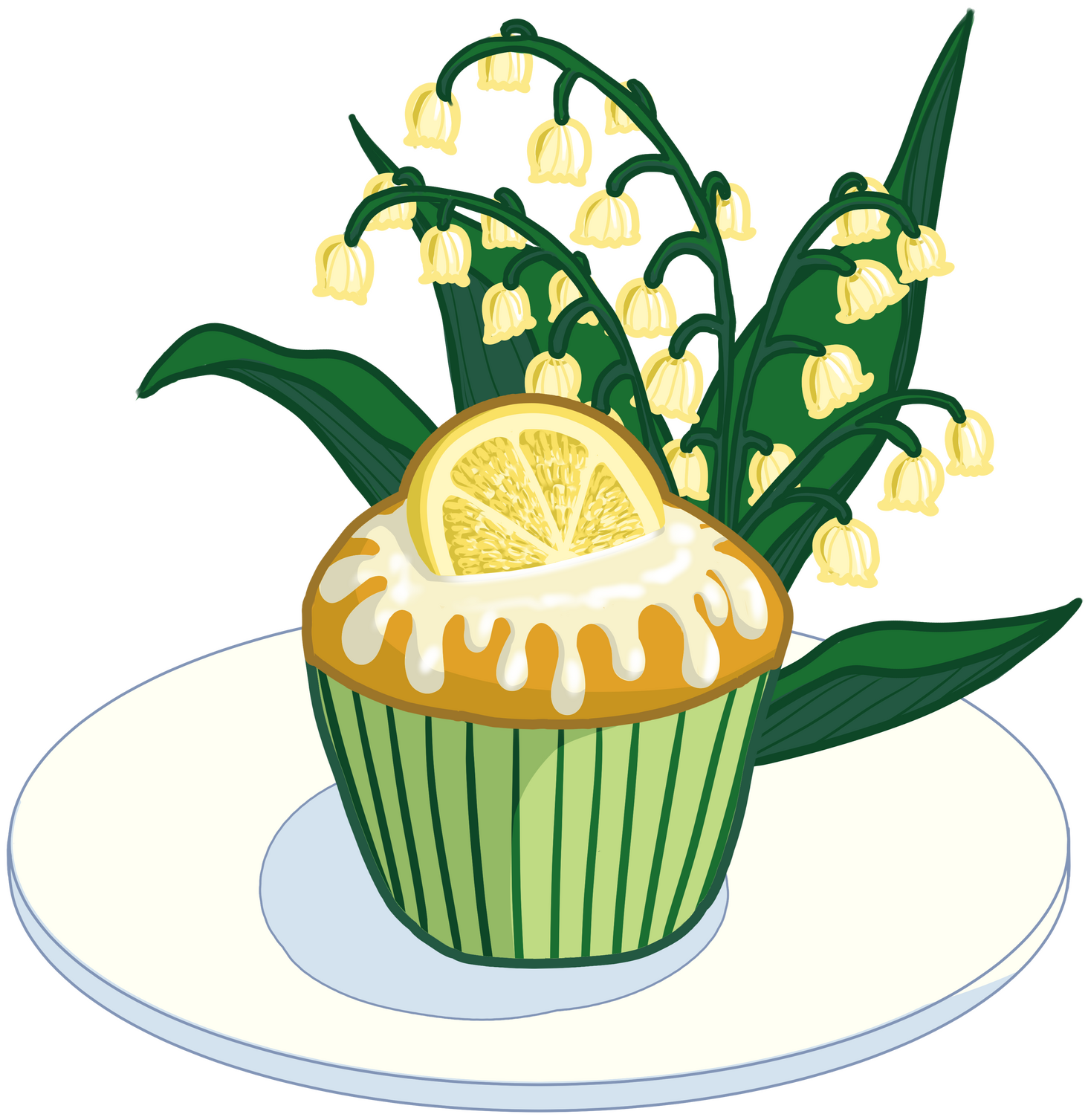Lemon Muffin With Yellow Lilies of the Valley